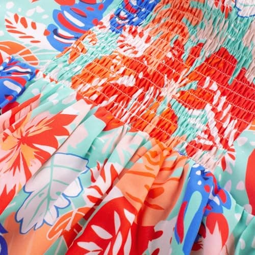 GRACE KARIN Womens Summer Floral Maxi Dresses 2026 Long Flowy Boho Dress Beach Vacation Sundresses Casual Clothes with Pocket Green Red Leaves 2XL - Thumbnail 6