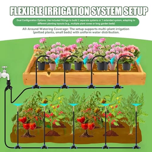 100FT Drip Irrigation Kit System for Garden 360° Adjustable Garden Sprinklers for Yard Watering System with 18 Nozzles Raised Bed Greenhouse Plant Watering Devices Misting System - Thumbnail 5