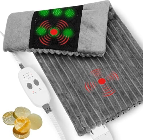 Dowin Far Infrared Heating Pad - Natural Jade Vibrating Massaging Weighted Heating Pad for Neck and Shoulders, Electric Heat Pad with 3 Heating Levels & 3 Vibrating Modes, 5lbs 12" x 24" - Image 1