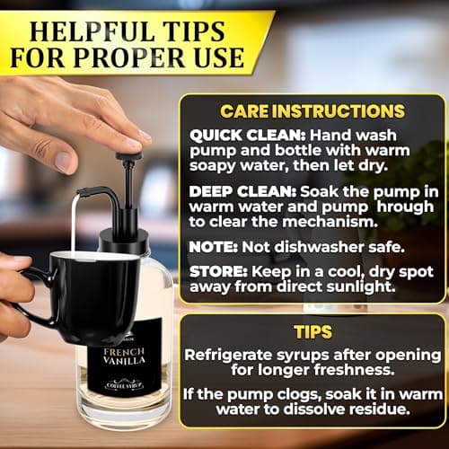 Set of 4 Glass Coffee Syrup Dispenser with Pump 16.9oz 500 ml – 18 Marked Labels – Leak-Proof Glass Syrup Bottles for Coffee Bar, Espresso Station & Barista Setups | Parties & Event Ready (Black) - Thumbnail 6