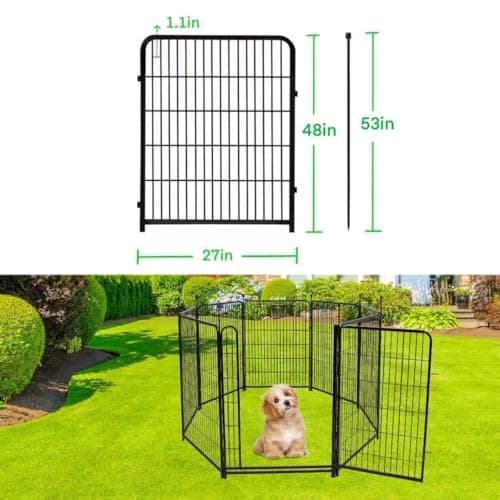 GETLAY 48in(H) Tall Garden Fencing No Door, 12 Panels 26.7 Ft(L) Total Metal Barrier, Dog Fence Outdoor for Yard, Fences for Garden Beds, Fencing Border - Thumbnail 2