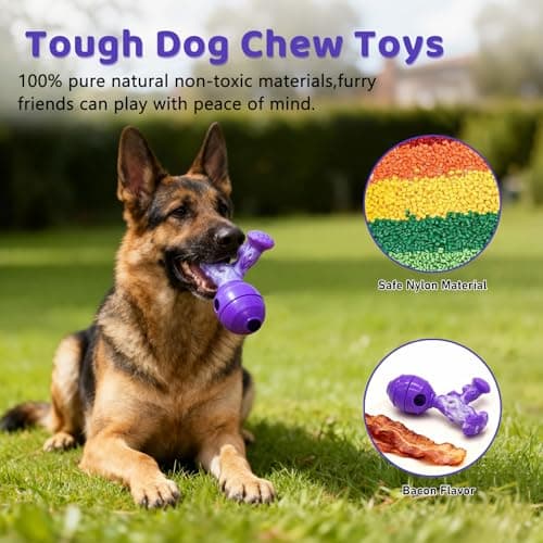 BoYoYo Interactive Dog Toys to Keep Them Busy, 3 in 1 Dog Puzzles for Smart Dogs, Treat Dispensing Toy for Large Dogs, Tough Chew Toys for Aggressive Chewers, Medium & Large Breeds, Bacon Flavor - Thumbnail 5