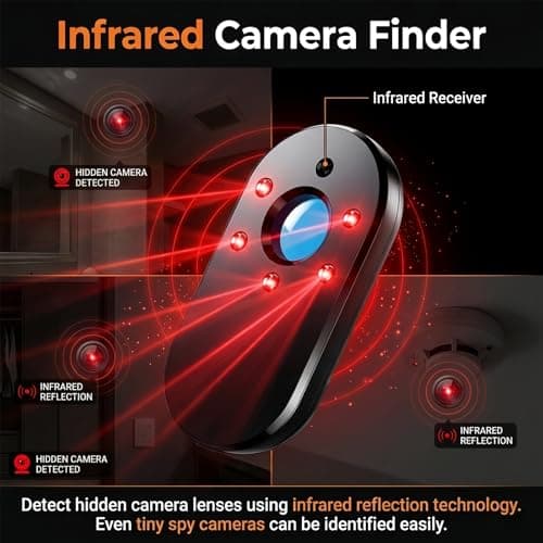 KEULGOUL Hidden Camera Detector & GPS Tracker Finder, RF Signal Scanner Anti-Spy Device with Magnetic Field Detection, Infrared Lens Finder & Stranger Intrusion Alarm, Portable Bug Sweeper - Thumbnail 5