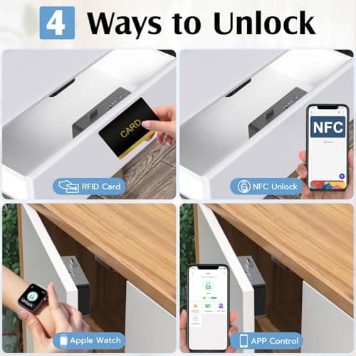 Drawer Lock RFID Card NFC Hidden Cabinet Lock for Kitchen Pantry Furniture eLinkSmart Cupboard Door with Bluetooth APP Child Safety No Drilling Required Black - Thumbnail 2