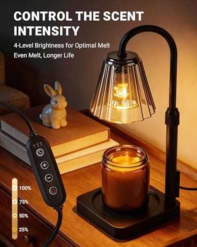 Candle Warmer Lamp with Timer & Dimmer, Birthday Gifts for Women Mothers Day, Height Adjustable Shatterproof Electric Wax Melt Warmer for Jar Candles, Modern Candle Lamp for Home Decor, With 2 Bulbs - Thumbnail 6