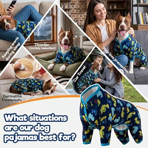 LovinPet Dog Clothing for Large Dogs: Dinosaur in The Jungle Print, Lightweight Stretchy Knit Pullover Puppy Pajamas, Big Dog Onesie. Large Breed Dog Jammies, Pet PJ's/XL - Thumbnail 5