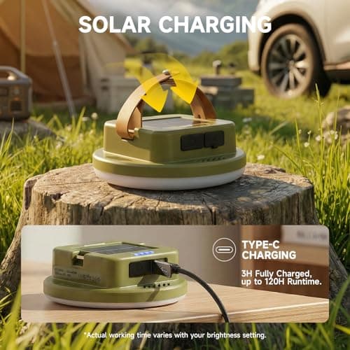 Solar Camping Lantern Rechargeable with Remote, 2400LM LED Tent Light 15000mAh Up to 120HRS Lasting, Outdoor Waterproof Solar Lanterns for Power Outages, Emergency, Camping, Hiking, Green - Thumbnail 4