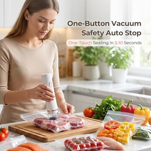 Olecha Handheld Vacuum Sealer for Food (Vacuum Sealer + 30 Reusable Bags) – Powerful Compact Food Sealer, Portable Vacuum Sealer for Kitchen, 10X Fresh Logner Seal Meal Saver - Thumbnail 3