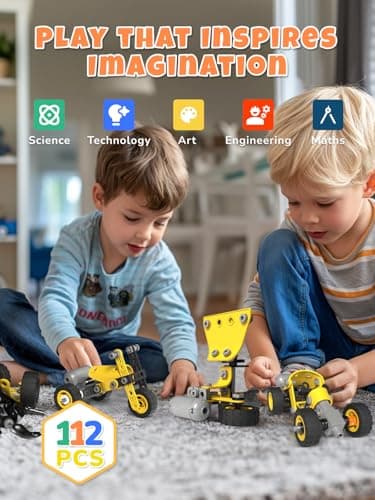 Veecafiodi 10 in 1 STEM Building Toys for Kids Ages 4-8, Educational Construction Engineering Building Kit for Boys Girls, Motorized Bulldozer Excavator Toy Set - Thumbnail 2