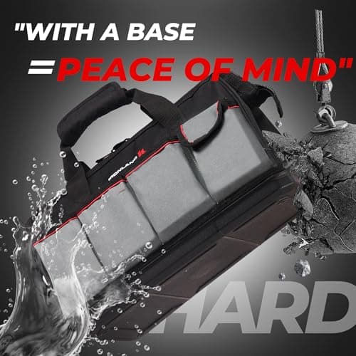 IRONLAND 16.5 Inch Hard & Sturdy Bottom Tool Bag Organizer for Men, Waterproof Heavy Duty Tool Bag with Handle & Large Zipper, Ideal for Mechanics Electrician Handyman Hvac, Great Gift for Dad - Thumbnail 3