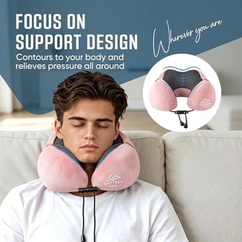 SkytraxComf® Travel Neck Pillow with Hood for Privacy on Long Flights - Thumbnail 4