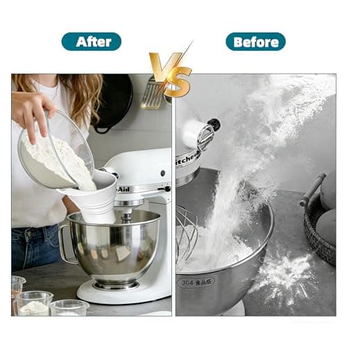 2 Pcs Mess-Free Flour Funnel for Kitchen Aid Mixer, Food-Grade Silicone Funnel, Stand Mixer Attachment for 4.5–5 Qt Tilt-Head Models, Dishwasher Safety (White 2pcs) - Thumbnail 6