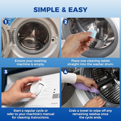Gihen 24 Washing Machine Cleaner Tablets, Descaler Odor Remover HE Washer - Thumbnail 4
