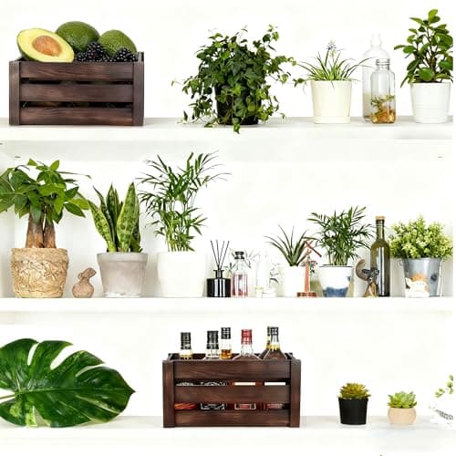 HFYFYXGS Wooden Crates for Storage and Display - Set of 3 Heavy Duty Nesting Wood Crates, Rustic Farmhouse Decorative Storage Boxes for Shelves, Pantry & Home Organization (L/M/S) - Thumbnail 3
