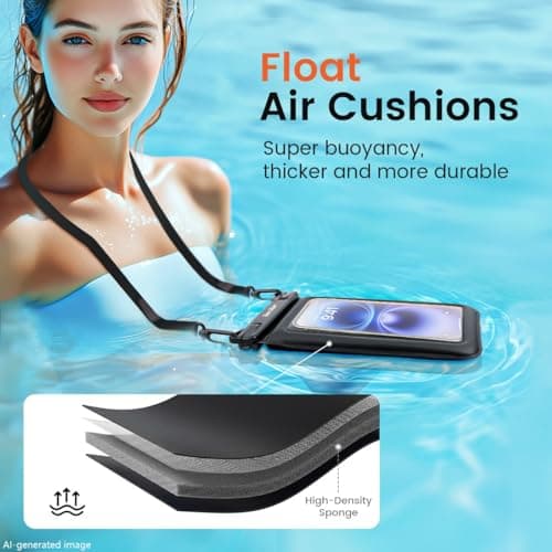 Bersiler Floating Waterproof Phone Pouch 2 Pack, IPX8 Waterproof Phone Case with Double Space, Beach Cruise Vocation Essentials, Underwater Cell Phone Dry Bag for iPhone 17 16 15 Galaxy S26 Ultra - Thumbnail 6