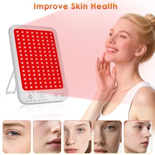 Red Light Therapy for Face Body, Red Light Panel with Adjustable Stand, 660nm and 850nm Near Infrared Therapy Lamp with 3 Modes, 6 Adjustable Brightness and Timer, Home and Travel Use,Gift for Women - Thumbnail 2