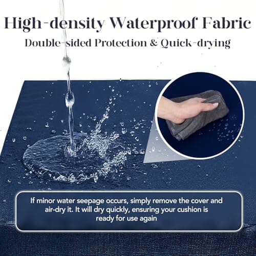 L’AGRATY Outdoor Chair Cushions for Patio Furniture：24" x 24" Deep Seat Cushions with Backrest for Couch Sofa Chair - Waterproof Fade-Resistant Patio Cushion (Set of 1,Navy Blue) - Thumbnail 4
