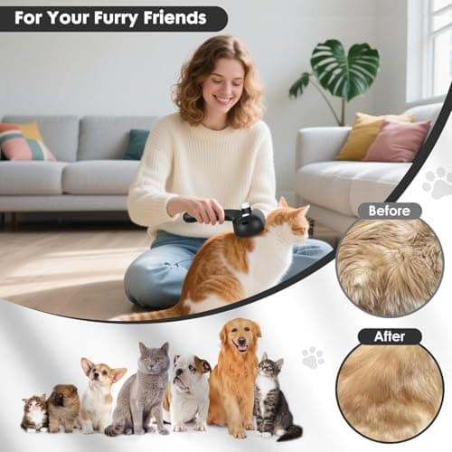 Cat Steam Brush for Grooming and Shedding for Long and Short Hair Pets Deshedding and Hair Removal tool for Dogs & Cats Self Cleaning 4 in 1 Massaging Pet Spray Spritz Defur Comb - Thumbnail 6