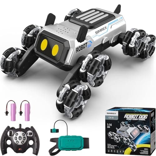 SIMREX Robot Dog RC Stunt Car Toys - Gesture Sensing Remote Control car with Mecanum Wheels, LED Eyes, 3 Sound Effects, Birthday Gift for Kids Boys Girls - Image 1