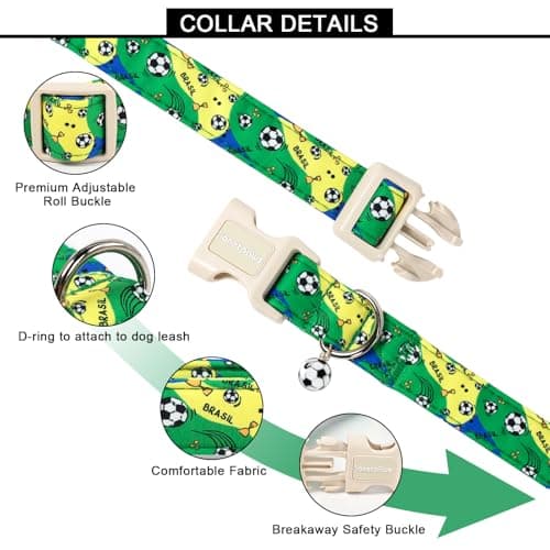 Lionet Paws Football Dog Collar The 23rd FIFA World Cup with Cute Footballs Pattern Pendant - Female Male Torcida Dog Collar for Small Medium Dogs XS - Thumbnail 4