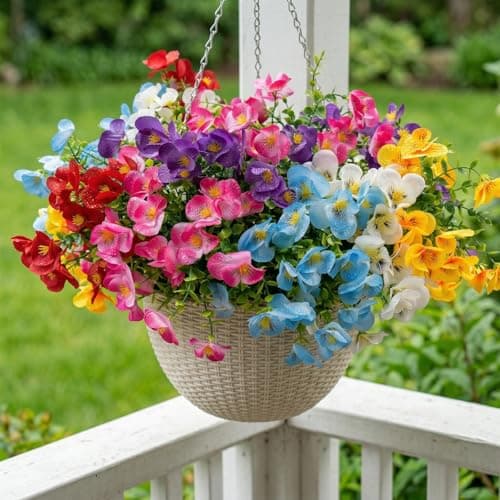 trytuny Artificial Flowers for Outdoor, Realistic Faux Plants for Outside Indoor Porch Patio Window Box Planter Home Decor (12Pcs Mixed Color) - Thumbnail 2