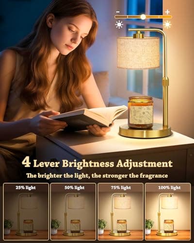 Candle Warmer Lamp with Timer Dimmer, Height Adjustable Candle Wax Warmer Candle Lamp for Jar Candles with 2 Bulbs, House Warming Gift for Home Room Decor, Birthday Gifts for Women Mom (Gold) - Thumbnail 4