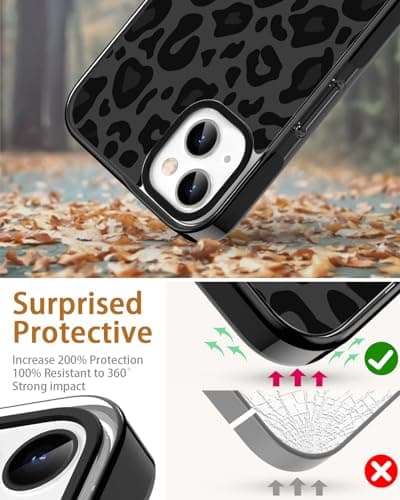 Sholbrak Designed for iPhone 13 Case Cute Cheetah Leopard Pattern Protective Phone Case Cover 6.1" Screen Protector + Camera Lens Protector【2X Military Grade Drop Tested / 6.6ft Drop Protection】 - Thumbnail 3