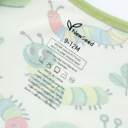NewSeed Baby One-Piece Footies Long Sleeve Rompers 2-Way Zipper, Baby Bodysuit Bamboo Clothes for Boys Girls (Caterpillar and Snails, 1-3M) - Thumbnail 2