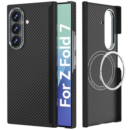 HelloDeere for Kevlar Phone Case Samsung Galaxy Z Fold 7 Case Ultra-Slim & Thin 600D Lightweight Case with Hinge Protector, Aramid Real Carbon Fiber, Caseless Touch Feel, MagSafe Compatible Cover - Image 1