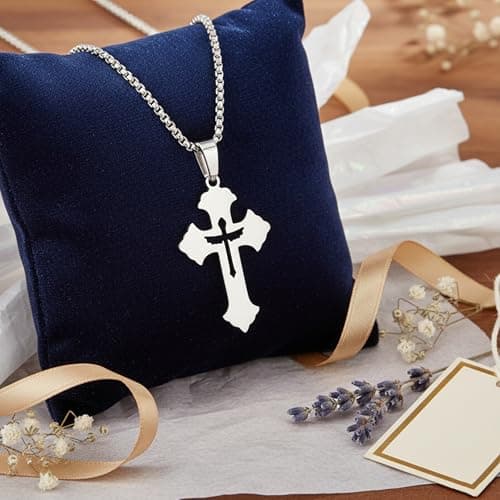 Jekvill Silver Cross Necklace for Women & Men - Dainty cross necklace Hypoallergenic Minimalist Pendant Necklaces - Faith-Inspired Jewelry Gift - Thumbnail 5