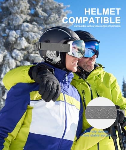 NSSIW Ski Goggles for Men Women Youth, OTG Snowboard Goggles Snow Goggles with Anti Fog and UV Protection Over Glasses 2 Pack - Thumbnail 6