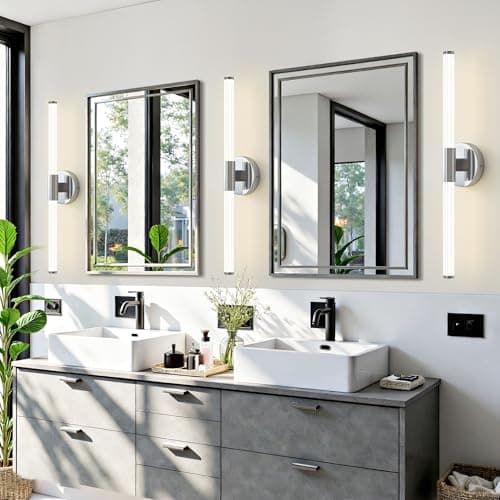 Gednbo Bathroom Vanity Lights Chrome Dimmable LED 360° Full Lighting Bathroom Light Fixtures Over Mirror 23 inch Vanity Light Bar Hardwired Modern Wall Sconce 4000K Light for Bedroom Living Room - Thumbnail 5