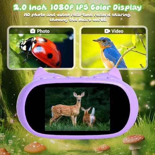 Pozifu 2.0" Handheld Microscope for Kids, 2 in 1 1000X Pocket Digital Microscope & 10X Telescope for Kids - Science Kits STEM Toys - Gifts for Boys Girls Ages 3 4 5 6 7 8 9 10 11 12 (Purple) - Thumbnail 3