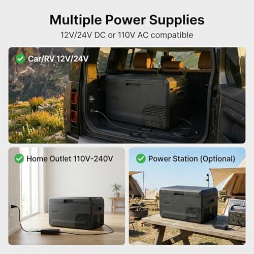 FreezeWay 21QT Portable Car Refrigerator, 12 Volt Refrigerator Car Fridge，Electric Cooler Freezer with Reversible Door, 12V Portable Cooler for Cars, Camping, Boating, Travel, Outdoor - Thumbnail 6