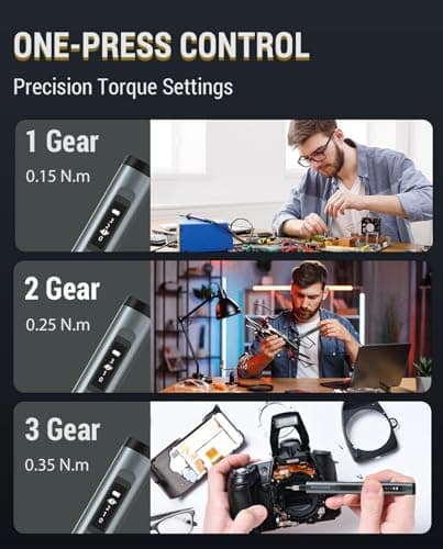 60-in-1 Electric Screwdriver, Mini 3.7V Cordless Precision Screwdriver Set with Magnetic Rotatable Rack & 60 Bits, 5/32" Hex, Type-C Rechargeable, for Phone, Camera, Laptop, Watch Repair (Grey) - Thumbnail 3