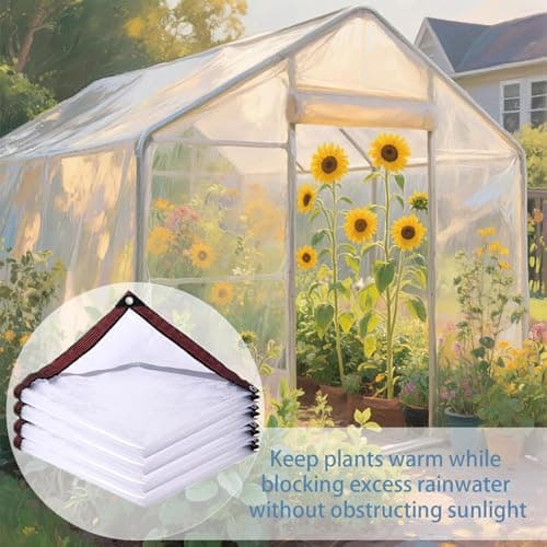 Clear Tarps with Grommets 7x12 FT Heavy Duty Waterproof Transparent Vinyl Cover for Patio Furniture Greenhouse Porch Chicken Coop & Winter Window Enclosure - Thumbnail 5