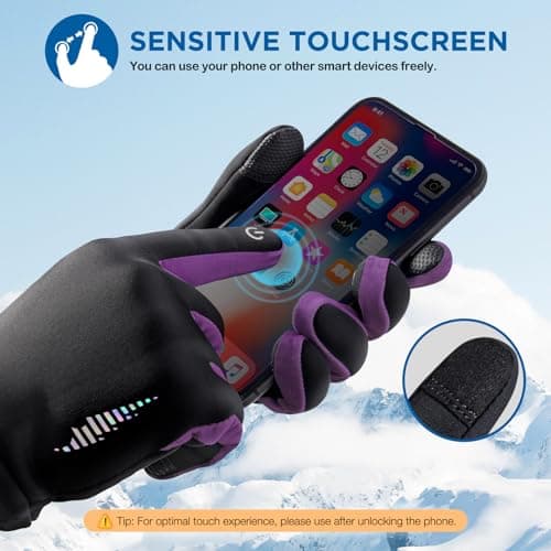 SIMARI Kids Winter Gloves with Touchscreen, Warm Thermal, Water-Resistant, Windproof for Boys Girls Toddler, Gloves for Cold Weather Running Cycling Snow Skiing Hiking Football Rugby Camping, Purple - Thumbnail 3