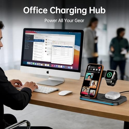 PGBFFY [Qi] 3 in 1 Charging Station for iPhone, 21W Wireless Charging Station, Stand Multiple Devices for Apple, for iPhone 17 16 15 14-8 Pro Max, Watch, AirPods 4 3 Pro, Nightstand, Desk, Trip, Gift - Thumbnail 3