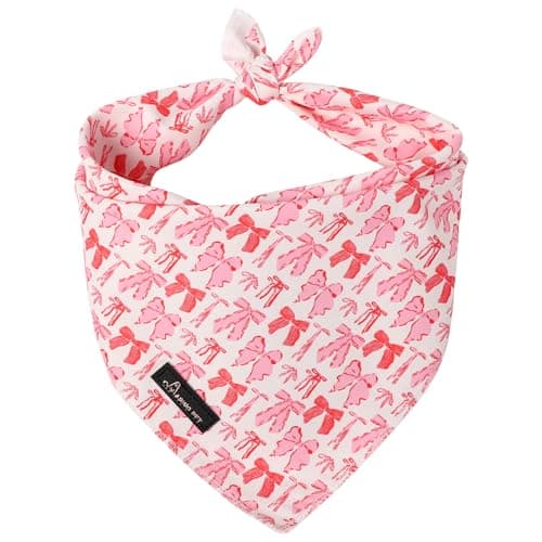ARING PET Girl Dog Bandana, Cute Pink Bow Pet Bandanas Scarf Triangle Bibs Handkerchief for Puppy Small Medium Large Girly Dogs-L - Image 1