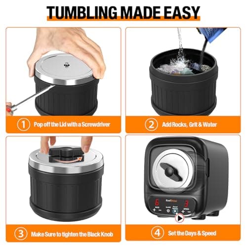 KoolStone C1 Pro Max Professional Rock Tumbler Kit - Large 3LB Capacity & Brushless Motor, Up to 6X More Noise Cancelling, Ultra Quiet Rotary Polisher with Full Accessories, Ideal for Adults Kids - Thumbnail 4