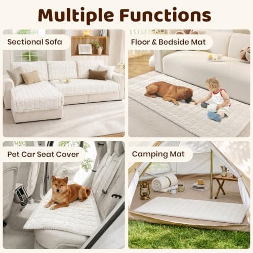 Royhom Couch Cover for Dogs Washable, Soft Thick Pet Couch Covers for Sofa, Pawcart Couch Protector Pet Friendly, Furniture Covers Dog Mat for Couches and Sofas (White, 27.6 x 59 Inch) - Thumbnail 3
