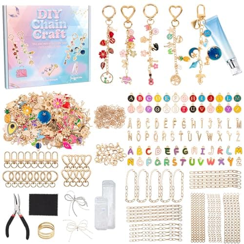 569Pcs Charms Lip Gloss Keychain Making Kit, Bracelet Making Kit, DIY Bag Charm Kit with Key Chain Hooks, Jump Rings, Lobster Clasps, Charms, Chains & Tools, Jewelry Pliers, Jewelry Craft Kit Supplies - Image 1