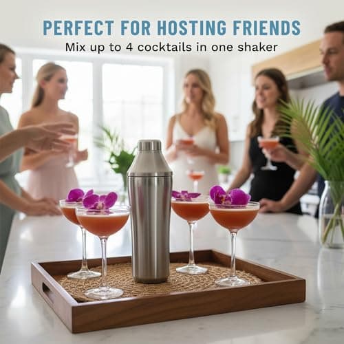 Elevated Craft Hybrid Cocktail Shaker - Premium Vacuum Insulated Stainless Steel Cocktail Shaker - Innovative Measuring System - Martini Shaker for the Home Bartender - 28oz Total Volume - Thumbnail 5