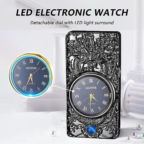 BABOBIU Electric Lighter Arc Windproof Cool Dragon Lighter Flameless Plasma Lighters Camping Lighters with Portable Flashlight for Camping, Hiking, Adventure (Black) - Thumbnail 3