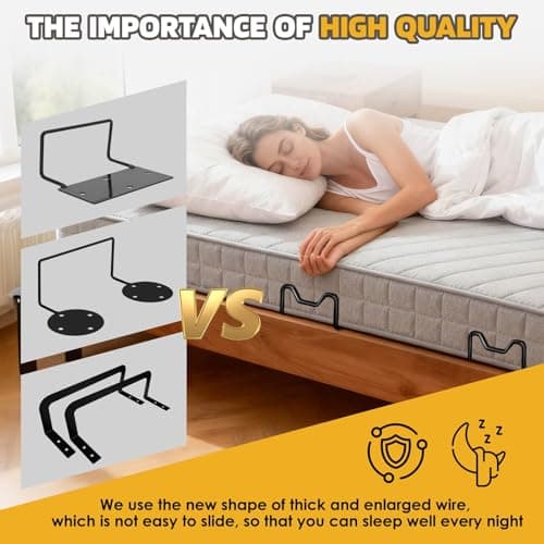 Mdkave Mattress Slide Stopper,Mattress Retainer Bar,Mattress Retainer Bar for Adjustable Bed,Wider Taller Non Slip Mattress Gripper,Anti Mattress Slide for Most Soft Bed(Black,1.96" H,2 Pack) - Thumbnail 4