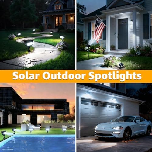 Ollny Solar Lights Outdoor Waterproof IP65, 360° Rotation Solar Spot Lights Outdoor, Long Last 2 Lighting Modes Solar Powered Garden Yard Spot Solar Lights for Outside Landscape 4 Pack (Cool White) - Thumbnail 2