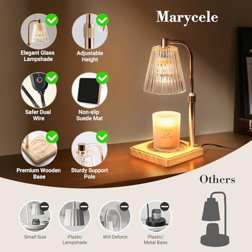 Marycele Candle Warmer Lamp with Timer, Wax Melt Warmer for Jar Candles, Christmas Birthday Gifts for Women Mom Sister Friend, House Warming Gifts for New Home Apartment Decor, Vintage Clear - Thumbnail 4
