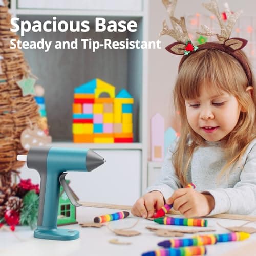 Tilswall Cordless Hot Glue Gun, Rapid 30s Preheat, Mini glue gun and sticks set with 2000mAh Type-C Rechargeable, Smart Power Off, 20 Premium Glue Sticks, Ideal for DIY Crafts, Gift Making Blue - Thumbnail 6