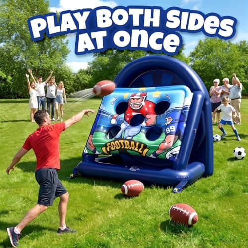 6FT Giant Football Toss & Soccer Dart Board Game, Inflatable 2-Sided Outdoor Yard Game with Pump, Backyard Carnival Party Game for Family - Thumbnail 4