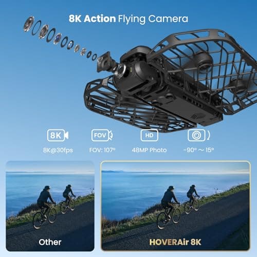 HOVERAir X1 PROMAX 8K Action Flying Camera, Foldable Drone with Camera with 42 KM/H Follow Speed, 10+ Fully Automatic Flight Modes, Fly Anywhere with OmniTerrain, SmoothCapture 2.0(Cycling Combo) - Thumbnail 2